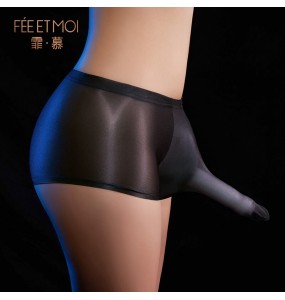 Feeetmoi - Men's Shiny Penis Pouch Underwear (Black)